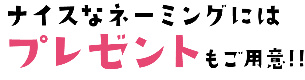 ナイスなネーミングにはプレゼントをご用意!!